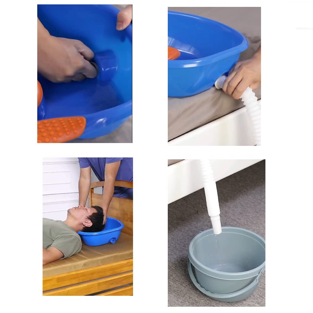 Hair Washing Basin for Bedridden,Shampoo Basin for Bedside,Shampoo Bowl,Washing Sink Made for Handicapped, Bedridden, Kids,Hair Cuts and Coloring-46x35cm (blue)