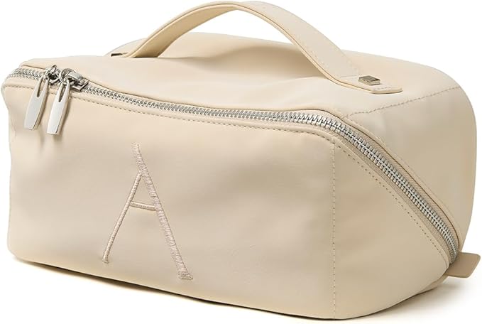 EACHY Personalized Makeup Bag, Travel Cosmetic Bags for Women with Zipper & Handle, Christmas or Birthday Gift for Mom, Wife and Friends