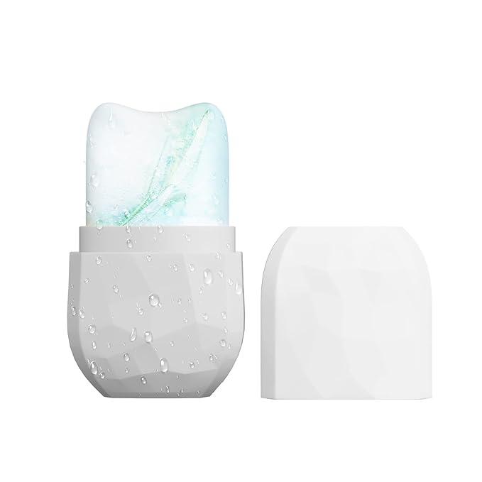 Diamond ice Cube Roller - Silicone Skin Care ice Roller for face & Eye Puffiness Relief Beauty gua sha Facial Tools Massage ice Mold cryo Cube ice Roller Best Women’s Gift (White)