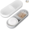 Adorila 2-Pack Travel Cotton Swab & Round Holder, 2-Compartment Organizer with Silicone Band Closure for Luggage & Weekend Tote (White, Grey)