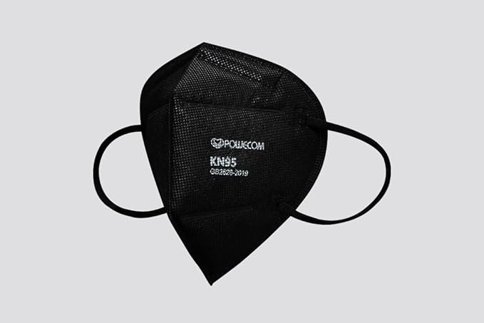 POWECOM KN95 Respirator Face Masks (10 Pack) | Black | Earloop Style