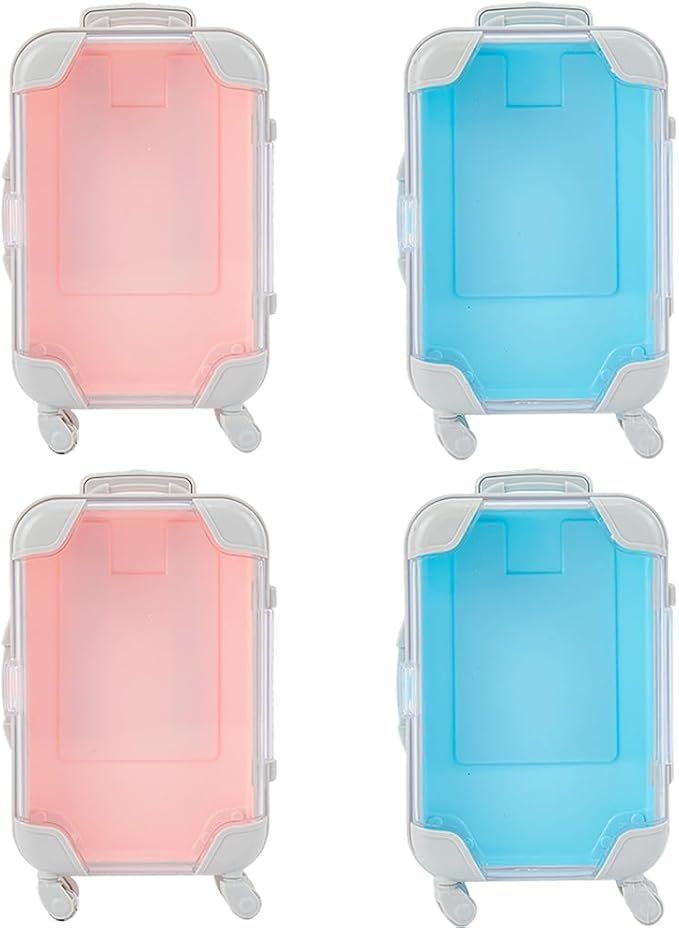 4Pcs 2 Colours Mini Suitcase Party Favor Gift Box Plastic Mini Luggage Empty False Lash Packaging Candy Case Storage Organizer ABS Travel Tool for Eyelashes Makeup Travel Accessories Women