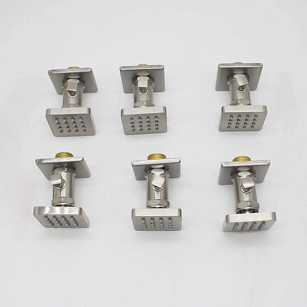 Backnets Solid Brass Independent Switch Shower Body Jets 6pcs Body Sprayer for Shower Massage Jets Wall Mount, Showerhead Can Swivel, Flow Can Be Controlled, Brushed Nickel