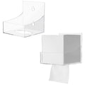 Geelin 2 Pcs Tissue Box Holder Wall Mount Acrylic Dispenses Tissue Box Shelf Gloves Wipes Paper Napkins Organizer Upward or Downward for Kitchen Bathroom Office Rv (Clear)