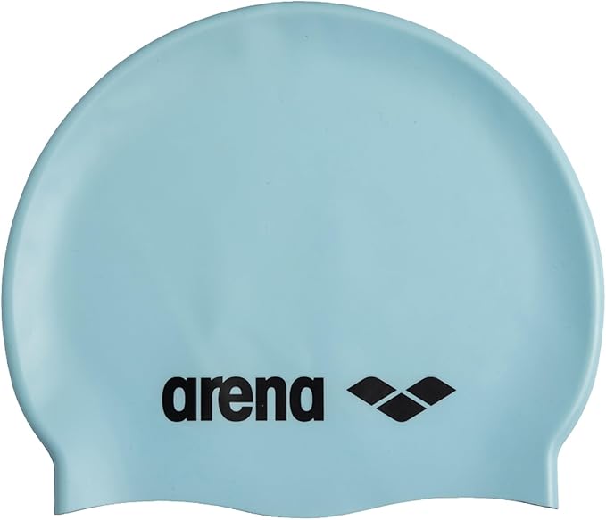 Arena Classic Unisex Soft Silicone Swim Cap for Women and Men, Intensive Training and Racing Comfortable Non-Slip Long Hair Swimming Hat, Pastel Blue