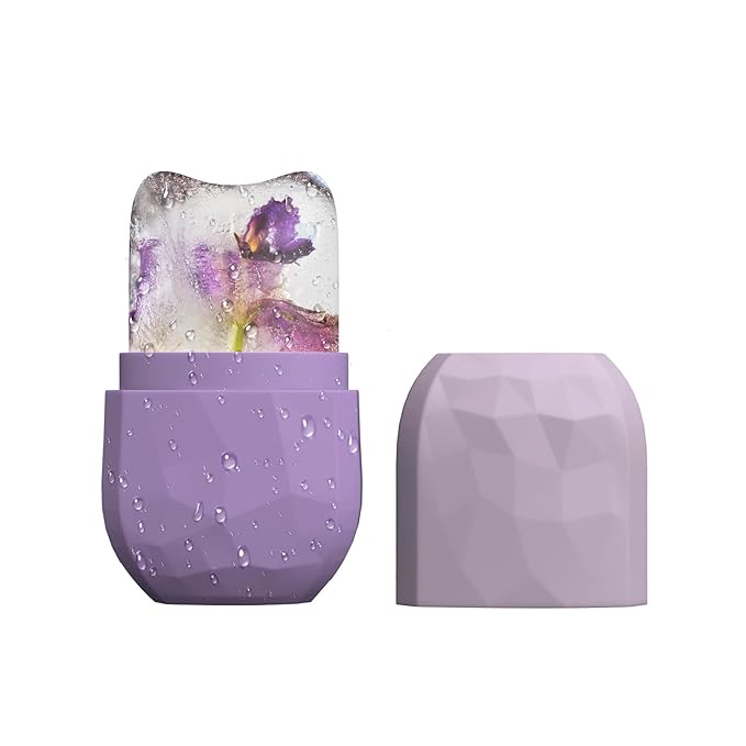 Diamond ice Cube Roller - Silicone Skin Care ice Roller for face & Eye Puffiness Relief Beauty gua sha Facial Tools Massage ice Mold cryo Cube ice Roller Best Women’s Gift (Purple)
