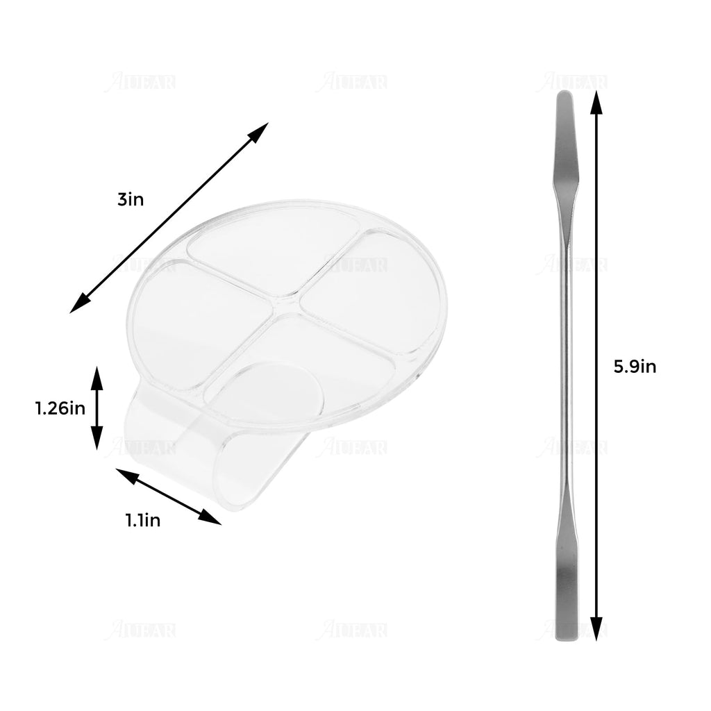 AUEAR, 2 Pack Hand Makeup Mixing Palette Handheld Clear Cosmetic Nail Art Manicure with Pieces Spatula for Foundation