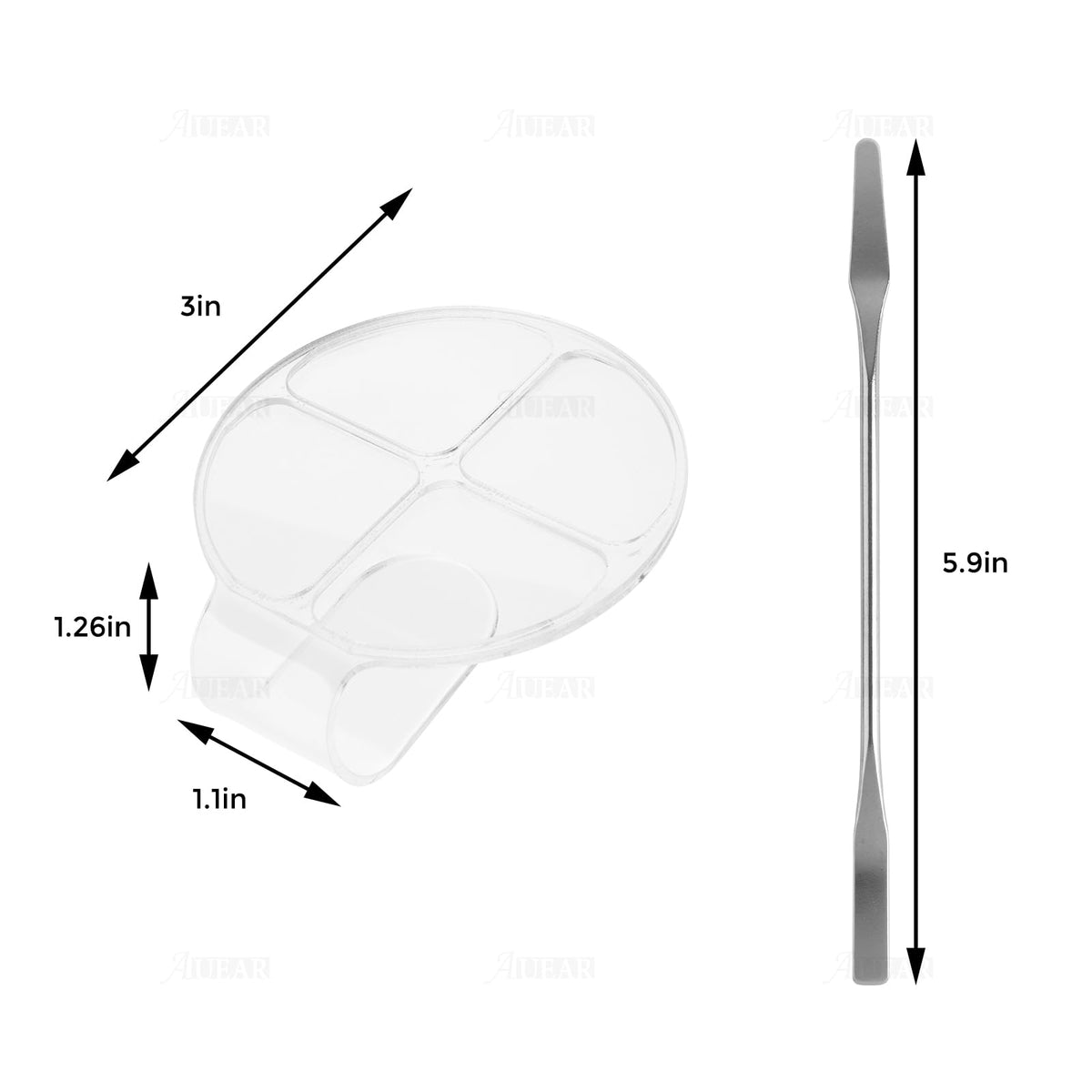 AUEAR, 2 Pack Hand Makeup Mixing Palette Handheld Clear Cosmetic Nail Art Manicure with Pieces Spatula for Foundation