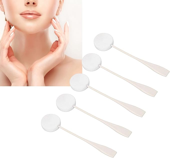 Bediffer 5 Piece Set of Soft Powder Puffs, Long Handled Lotion Applicator with Incredible Water Absorption, Ideal for Home Use, White