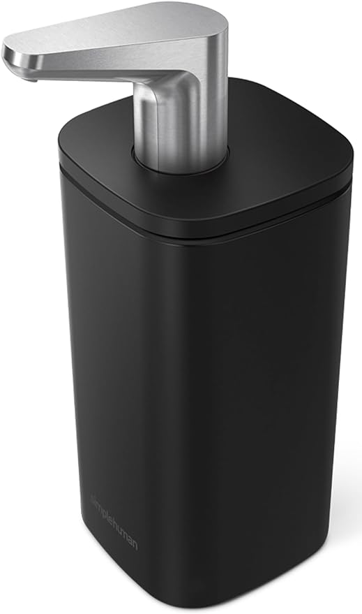 simplehuman 10 oz. Pulse Pump, Liquid Soap Dispenser, Drip Free Hand Soap Pump, Black Stainless Steel