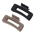 Black Hair Claw Clips Large Hair Clips for Women Girls, 4.2'' Matte Rectangle Hair Clips for Thick Hair, 2 Packs (Black& Brown)