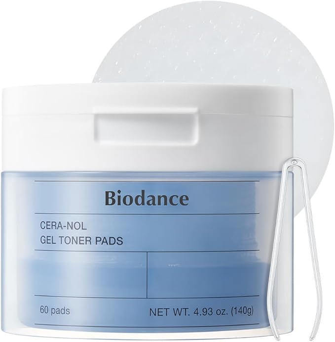 Biodance Cera-nol Gel Toner Pads, Deep Hydrating & Soothing Toner Pads for Sensitive Skin, Redness Reducing, Mositurizing, Pre-Soaked Pads, Korean Skin Careㅣ60 Pads