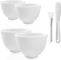 Bigwinyep 4Pcs Silicone Facial Mask Bowl DIY Face Mask Mixing Bowls for for Home Salon Spa Face Skin Applicator Bowl, White