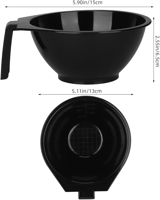 FOMIYES Hair Dye Bowl Set 5-Pack Black Hair Color Mixing Bowls with Measurements and Handle Reusable Salon Mixing Tint Bowls for Professional or Home Use