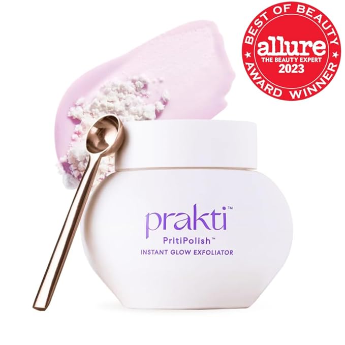 Prakti PritiPolish Instant Glow Exfoliator, Gentle Facial Scrub Clears & Minimizes Pores, Instantly Smooths & Softens with Natural AHAs, 1 oz
