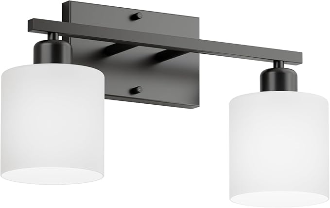 Dekang Black Bathroom Light Fixtures Over Mirror, 2-Light Vanity Lights