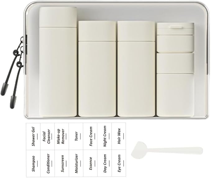 Sprigold 5 Pack Brief and Fashion Travel Bottles TSA Approved, BPA Free Travel Size Travel Containers Refillable Squeeze Bottles for Cosmetic Shampoo Cream Conditioner Lotion Soap… (Nordic white)
