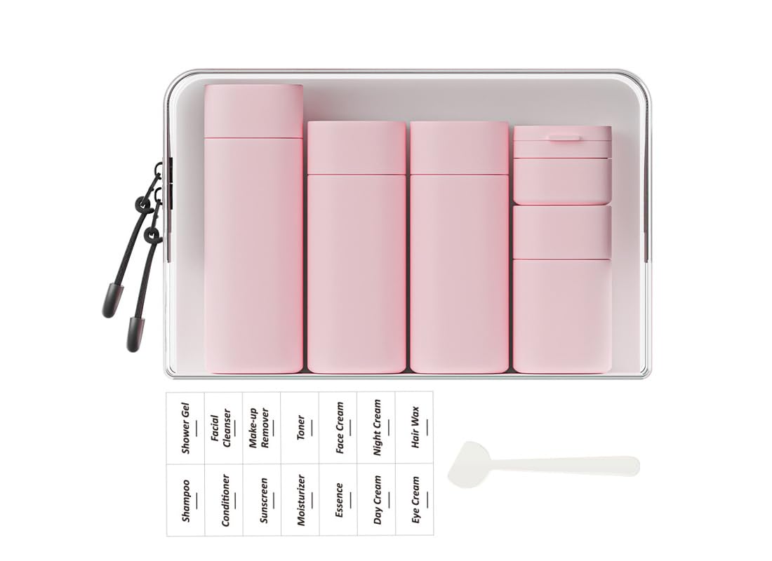 Sprigold 5 Pack Brief and Fashion Travel Bottles TSA Approved, BPA Free Travel Size Travel Containers Refillable Squeeze Bottles for Cosmetic Shampoo Cream Conditioner Lotion Soap… (Nordic mint green)