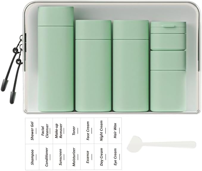 Sprigold 5 Pack Brief and Fashion Travel Bottles TSA Approved, BPA Free Travel Size Travel Containers Refillable Squeeze Bottles for Cosmetic Shampoo Cream Conditioner Lotion Soap… (Nordic green)