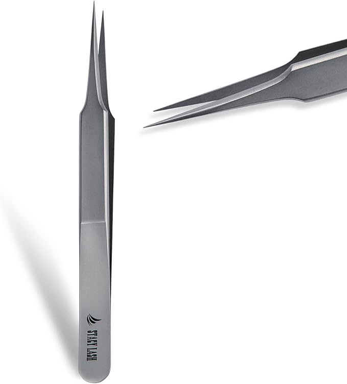 Stacy Lash STL-4 Isolation Eyelash Extension Tweezers/Supplies for Classic Extensions & Individual False Mink Lashes/Precision Eyelashes Separator Tool/Beauty Accessories/Sharp Tweezer Tip