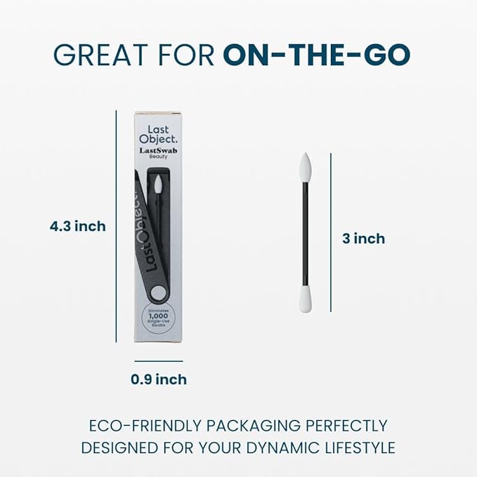 LastSwab Reusable Q-Tips for Makeup - Precision Silicone Cotton Swabs for Eyeliner, Mascara & Touch-Ups - Eco-Friendly Washable Q Tip Alternative - Zero Waste, Travel Case - Black