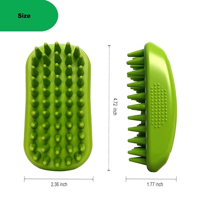 Rubber Curry Brush for Dog & Cat, Soft Curry Comb with Long Pins, Pet Silicone Brush for Short & Long Hair, Use Wet as Bath Scrubber or Dry for Grooming