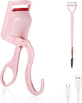 Heated Eyelash Curler, Fast Heat Up in 3s and 24h Long-Lasting Eye Lash Curler for Women,Safe Anti-Burn Heated Lash Curlers,USB Rechargeable Eyelash Curlers with Sensing Heating Silicone Pad(Pink)