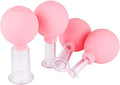 4 Pieces Plastics Facial Suction Cupping Set-Silicone Vacuum Suction Massage Cups Anti Cellulite Lymphatic Therapy Sets for Eyes, Face and Body (Pink)