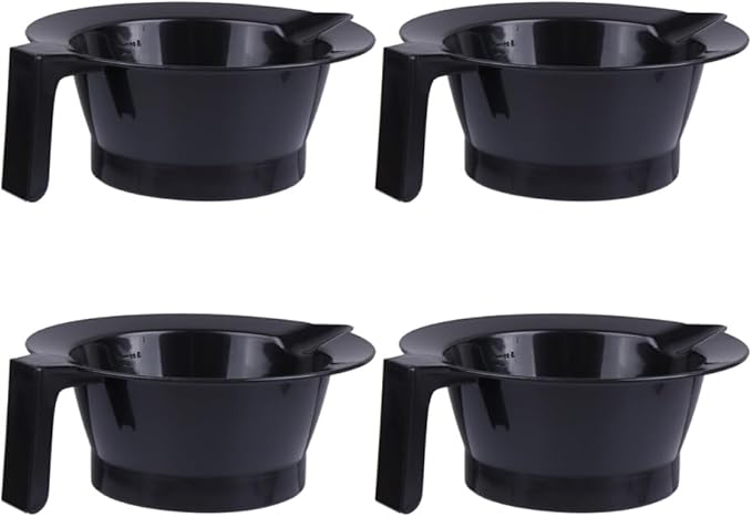 LALAFINA 4Pcs Hair Dye Bowls for Salon Hair Color Mixing Durable Plastic Tint Bowls with Handles Easy to Clean Hairdressing Tools for Professional Stylists