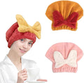 Jenmex Microfiber Hair Towel Wrap for Women, 2Pcs Hair Towel Cap.Soft Absorbent Turban Hair Towel for Long and Wet Hair (Orange & Pink)