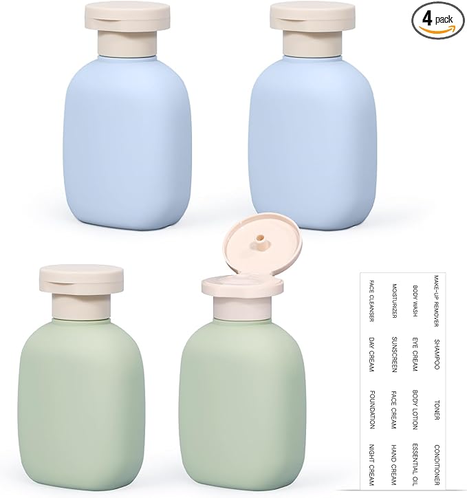 UMETASS 3.4 oz Small Plastic Travel Shampoo Bottles, Empty Plastic Squeeze Bottles with Flip Cap for Toiletries, Leakage-proof Travel Shampoo and Conditioner Bottles
