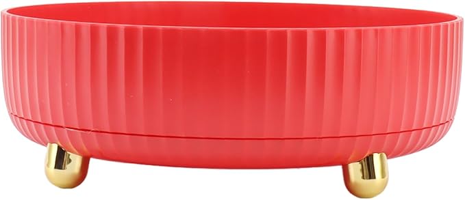 Fydun Rotating Plate, 360 Degree Storage Rack Organizer Round Cosmetic Shelf Basket Turntable for Kitchen Cabinet Pantry Small White Lazy Susans Refrigerator (Red)