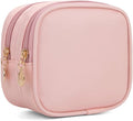 XIAOLER Small Makeup Pouch, Double Zipper Cosmetic Bag, Travel Makeup Bag, Cute Makeup Bag for Purse, Mini Toiletry Bag (pink)
