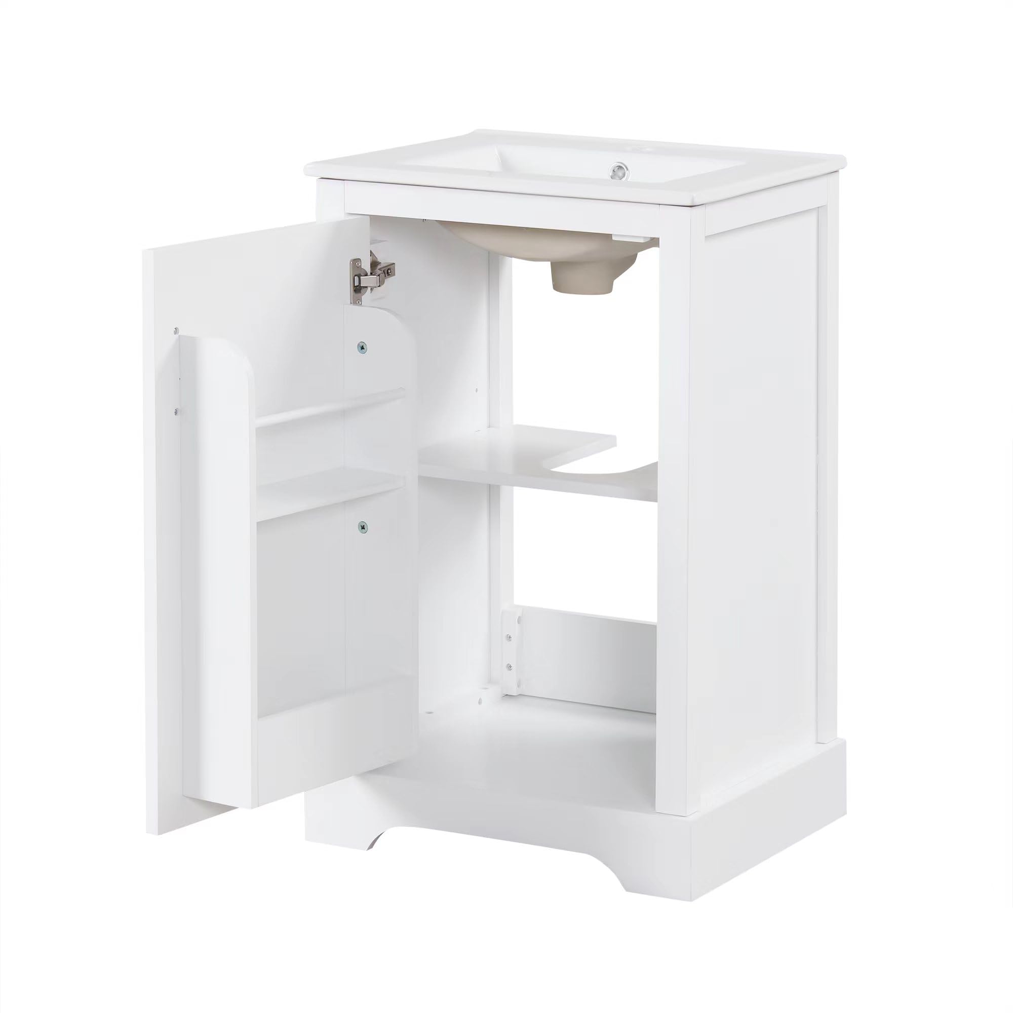 Bellemave 20" Bathroom Vanity with Sink, Small Bathroom Cabinet with Soft Closing Door, Free Standing Single Basin Bathroom Vanity with 2-Tier Storage Rack and Adjustable