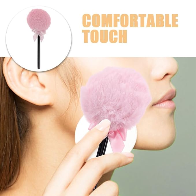 WOFASHPURET Lollipop Shaped Powder Puff Fluffy Body Powder Puff with Long Handle Soft Makeup Applicator for Loose Setting Face and Body Use Daily Makeup Stage Performances