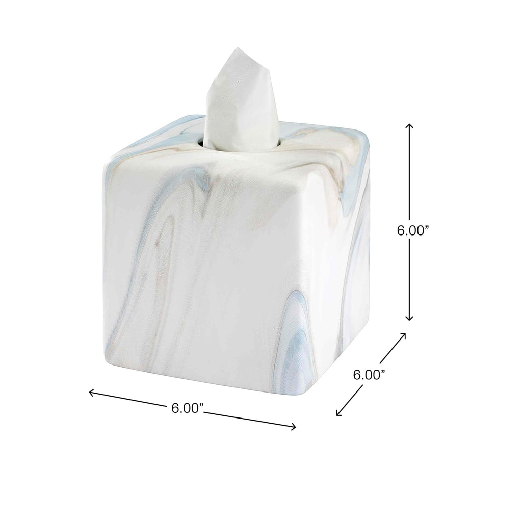 Avanti Linens - Tissue Box Cover, Resin Countertop Accessories, Guest Bathroom Essentials (Waves Collection, Blue)