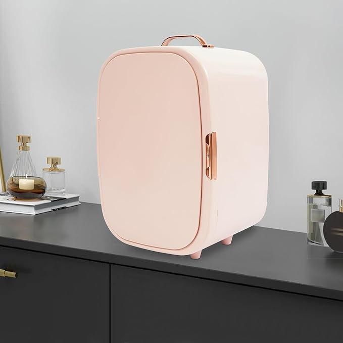 Skincare Fridge, 12L Portable Beauty Fridge for Comestic Storage, Compact Mini Cosmetic Refrigerator with Cooling & Heating, Adjustable Shelves for Makeup, Perfumes, Facial Masks, Lipsticks (Pink)
