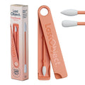 LastSwab Reusable Q-Tips for Makeup - Precision Silicone Cotton Swabs for Eyeliner, Mascara & Touch-Ups - Eco-Friendly Washable Q Tip Alternative - Zero Waste, Travel Case - Peach