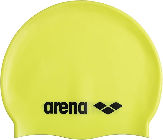 Arena Classic Unisex Soft Silicone Swim Cap for Women and Men, Intensive Training and Racing Comfortable Non-Slip Long Hair Swimming Hat, Light Yellow