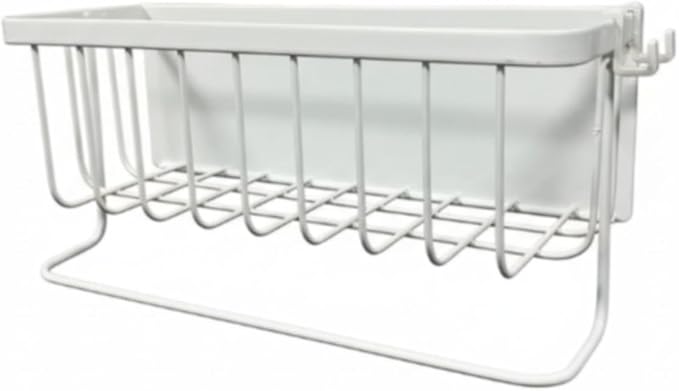 Refrigerator Shelf, Storage Basket, Hanging Basket, Food Organizer Made of Stainless Steel with Easy Assembly and Versatile Use for Kitchen, Bedroom, White