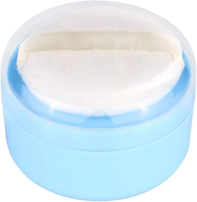 Onwon After-Bath Puff Box Empty Body Powder Container Dispenser Case with Sifter and Powder Puffs for Home and Travel Use