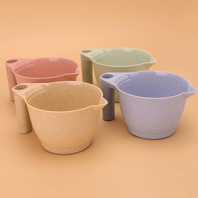 minkissy Hair Dye Mixing Bowls 2-Pack with Ergonomic Handle 6.69X3.54X3.14In Reusable Portable Color Bowls for Hair Salon and Diy Coloring
