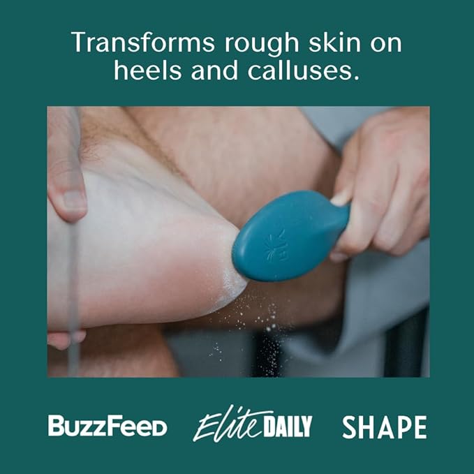 Bare August Glass Foot File with Handle, Teal Callus Remover for Soft Feet