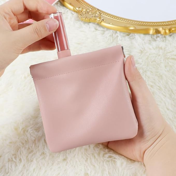 honitty Mini Travel Makeup Bag,Portable Popper Organizer, Cute Storage Bag, Ladies Lipstick Pouch, Large Capacity Wallet, Jewelry Small Objects Storage Organizer