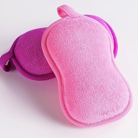 BabaMate Baby Bath Sponge - Ultra Soft Baby Sponge for Bathing - Kids Bath Sponges for Infants, Toddler Bath Time, 2 Count (1 Pack) - Pink Violet