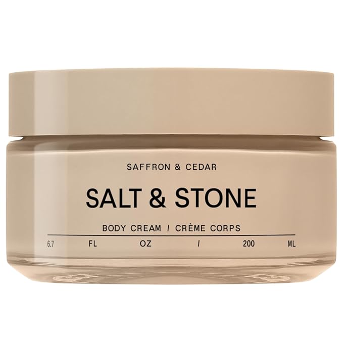 Salt & Stone Body Cream | Hydrating Formula with Seaweed Extracts, Spirulina & Squalane | Deep Hydration, Skin Barrier Support & Healthy Glow | For all Skin Types | Saffron & Cedar 6.7 fl oz