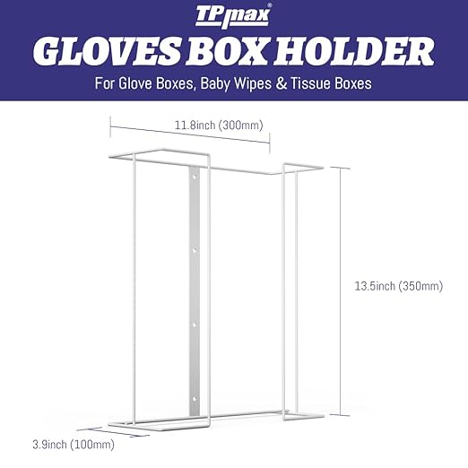 XL Gloves Box Holder,Wire Rack Dispenser for Gloves - Tissues Paper Towels Organizer - Mounting Accessories Included - Holds up to 3 Boxes - Perfect for Lab, Food Service and Home
