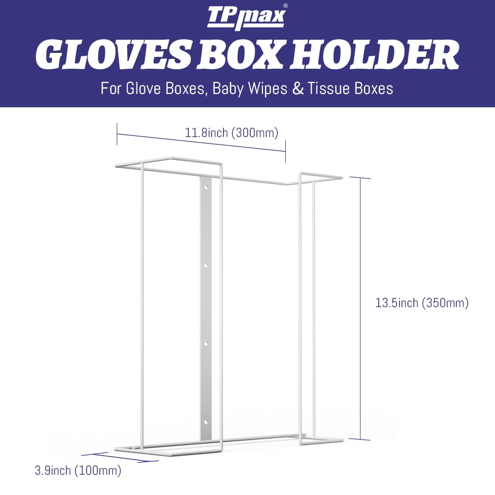 XL Gloves Box Holder,Wire Rack Dispenser for Gloves - Tissues Paper Towels Organizer - Mounting Accessories Included - Holds up to 3 Boxes - Perfect for Lab, Food Service and Home