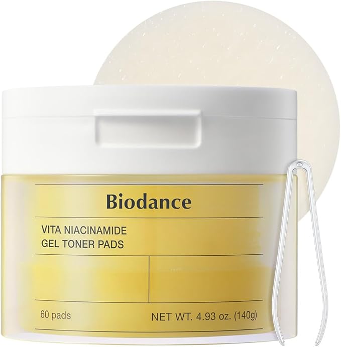 Biodance Vita Niacinamide Gel Toner Pads, Dark Spot Corrector, Evening Skin Tone, Gentle Exfoliating Toner Pads with Vitamin C, Pre-Soaked Pads, Korean Skin Careㅣ60 Pads