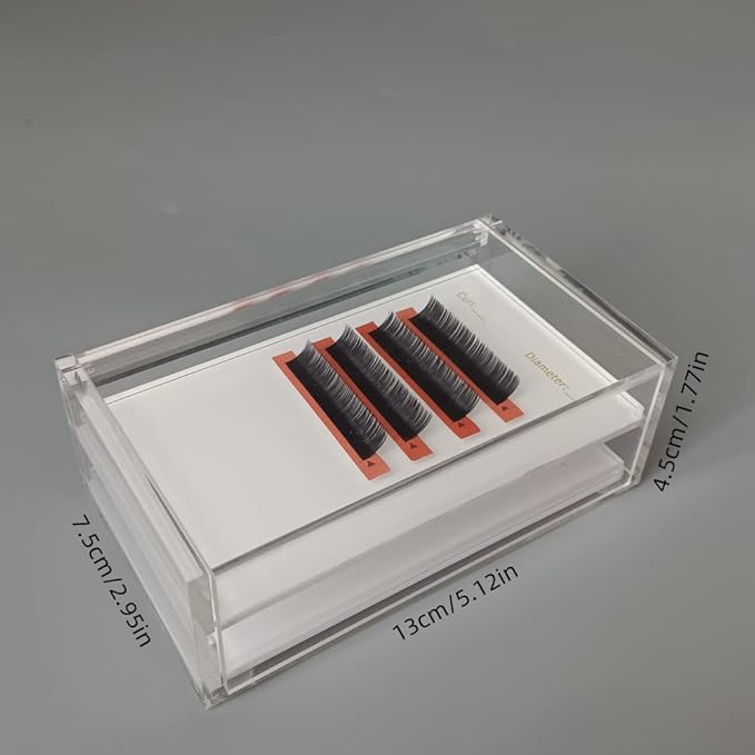LIXIMMAZN 2 Layers Acrylic Eyelash Pallet Organizer Box, Grafting Eyelash Clear Makeup Display Container for False lashes Transparent Storage Case (White)